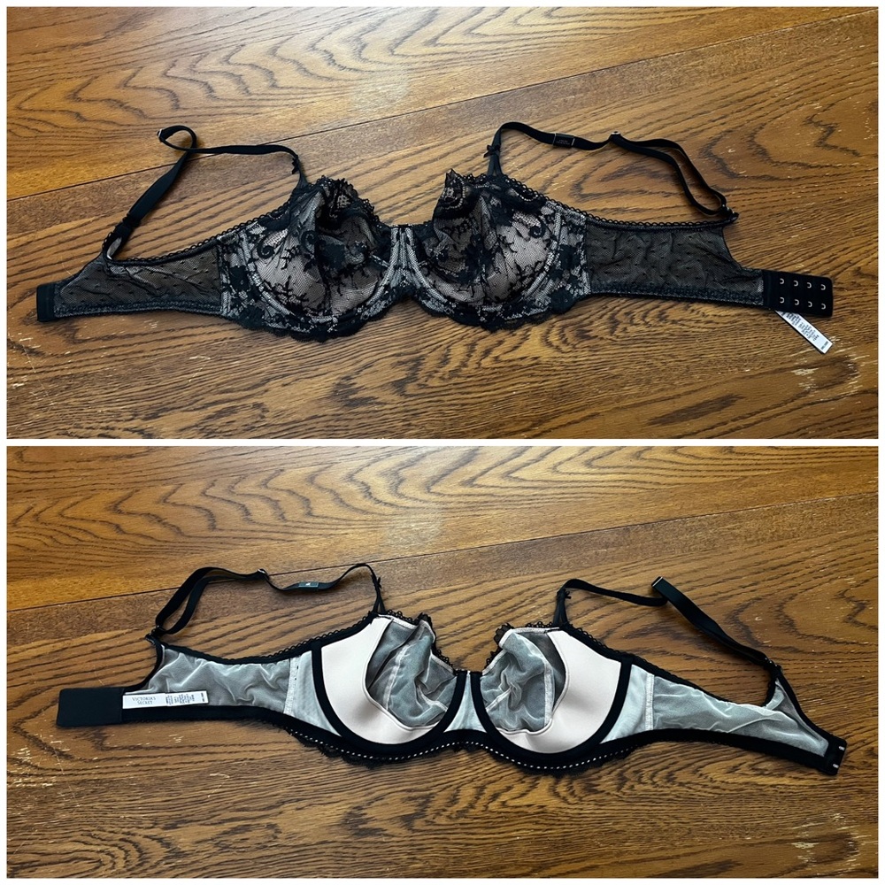 Victoria Secret Black Lace Balconette Bra 38C